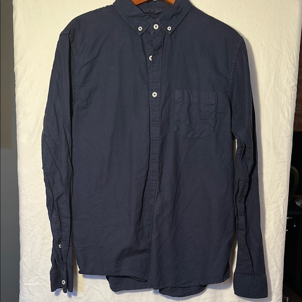 Express Blue Casual Button Down Shirt